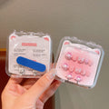 New arrivalkids manicure ear clip handmade girl wear nail patch exquisite transparent girl gift box suit