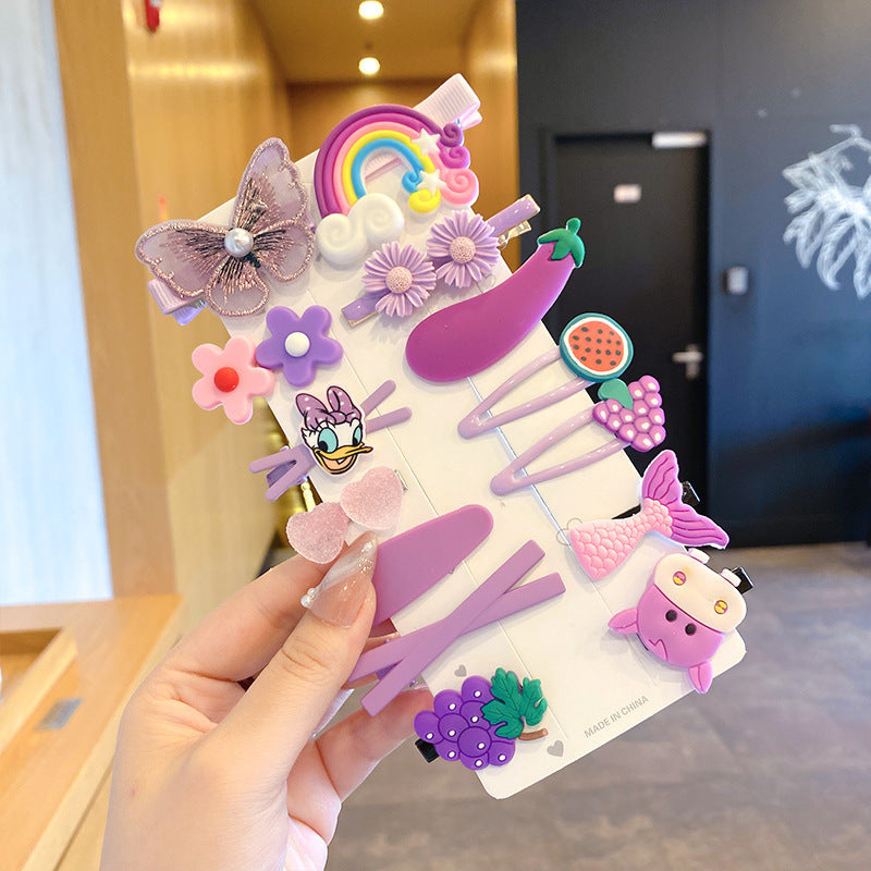 Korean style new children's fruit hair clips rainbow bobby pins mermaid side clips ice cream hair clips cute baby hair accessories