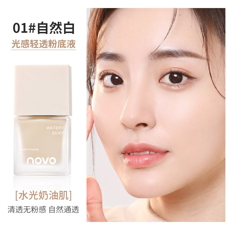Novo light-sensing light-transmitting powder bottom oil control concealer waterproof anti-sweat long-lasting non-removing makeup non-sticky powder student creamy skin