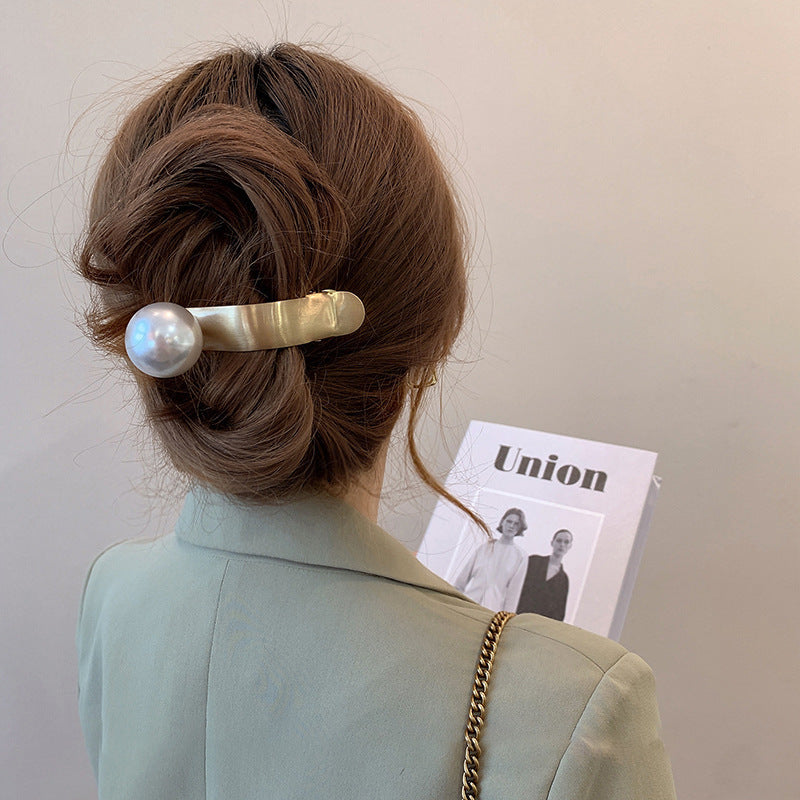 Casual design large pearl hairpin for women, back of head hairpin, classy shark clip, headwear, new arrivalsummer gripper