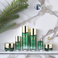Ready-to-ship skincare sample glass bottles: 120ml spray, 100ml lotion, 40ml serum, 50g eye cream/balm set