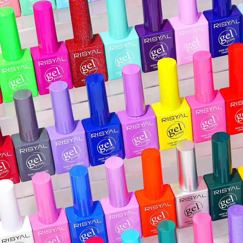 Risyal cross-border exclusive: 60 colors of 15ml gel nail polish - includes basic gel, cat eye gel, and more