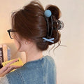 Bow round bead paper clip clip for women 2025 new high-end shark clip large hair clip back of head hair accessories
