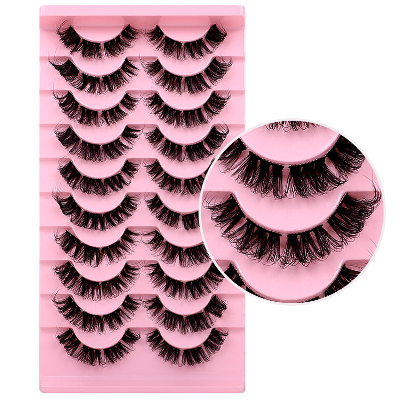 fashion style hard stem false eyelashes southeast asia 3d stereo natural half eye eyelashes flat factory wholesale