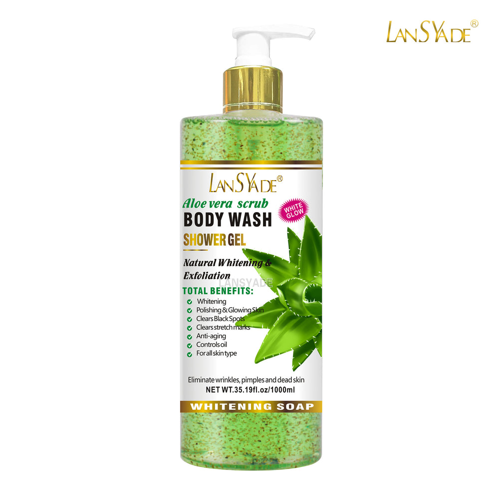 English body wash 1000ml scrub shower gel brightens skin, removes blackness, silky skin, rich foam, exfoliates