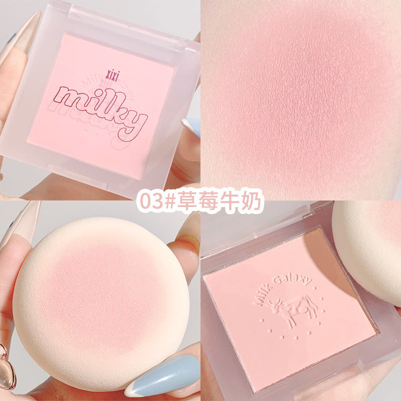 Xixi milk galaxy soft matte blush - color boosting & diminishing shades, blush blue & blush purple, enhance your complexion blush palette