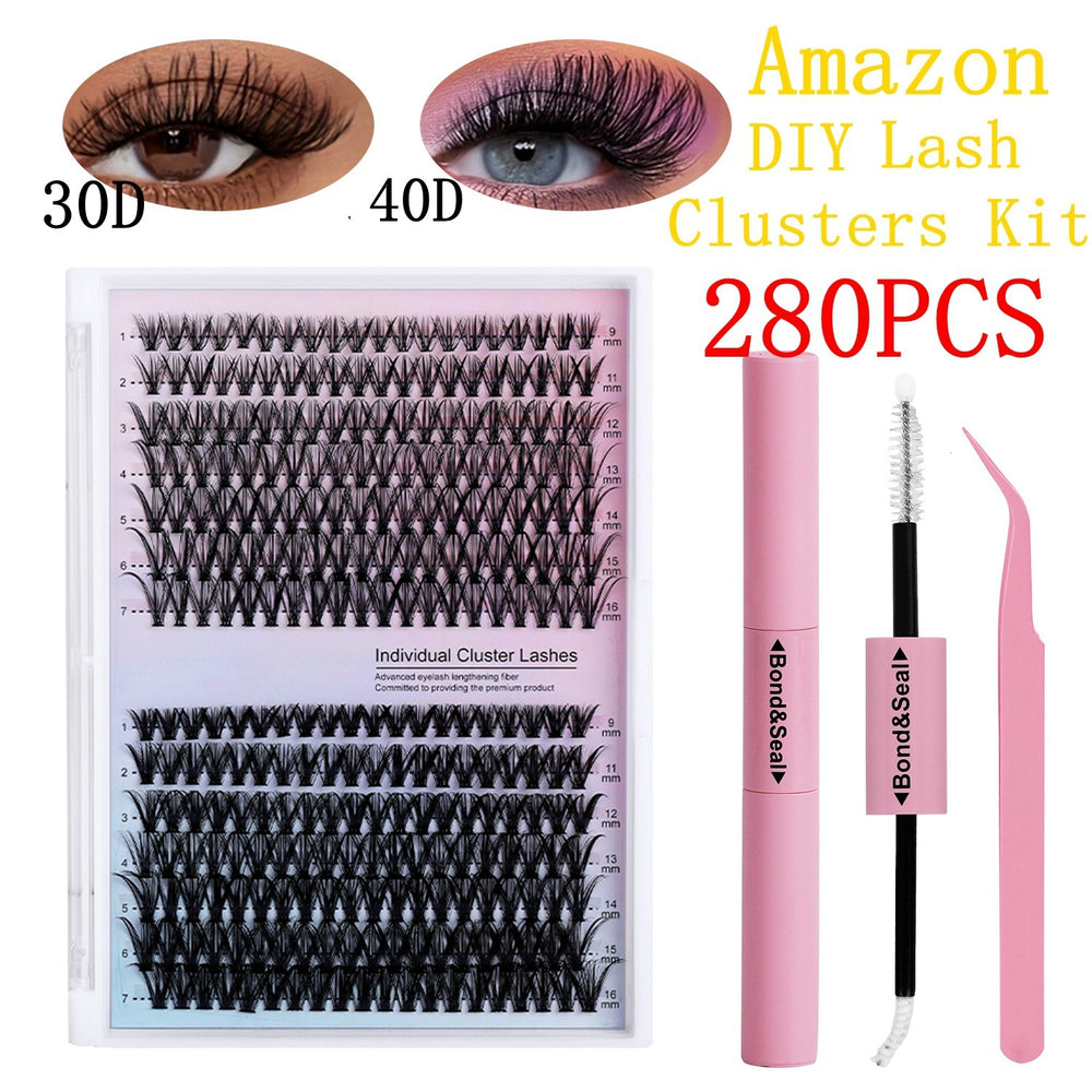Premium segmented lash kit - 280 clusters, diy self-application, 30d/40d european & american style, voluminous fan lashes with adhesive