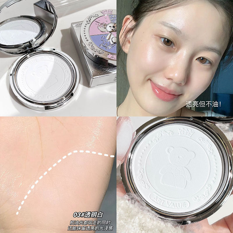 Art value little bear knight soft focus powder - clear, soft focus, matte finish, concealing, waterproof, long-lasting setting powder