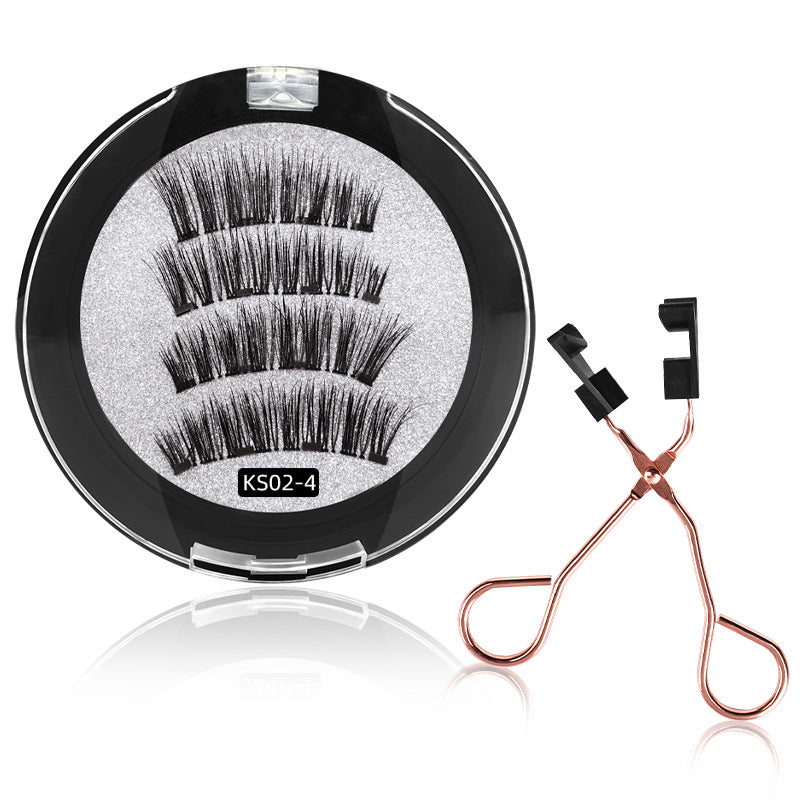 Magnetic false eyelashes - european & american style, four-clip set, glue-free, reusable, magnetic eyelashes
