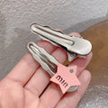 Classy silver gray letter hairpin popular five-pointed star duckbill edge clip fashion bangs clip small hairpin broken hairpin