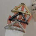 Classy metal triangle hairpin for women's back of head, elegant popular gripper, large shark clip, headwear