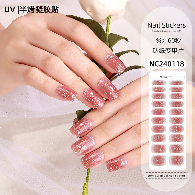 Zhengxiang custom gel nail stickers uv light therapy semi-cured nail art stickers second generation semi-cured nail stickers waterproof wholesale