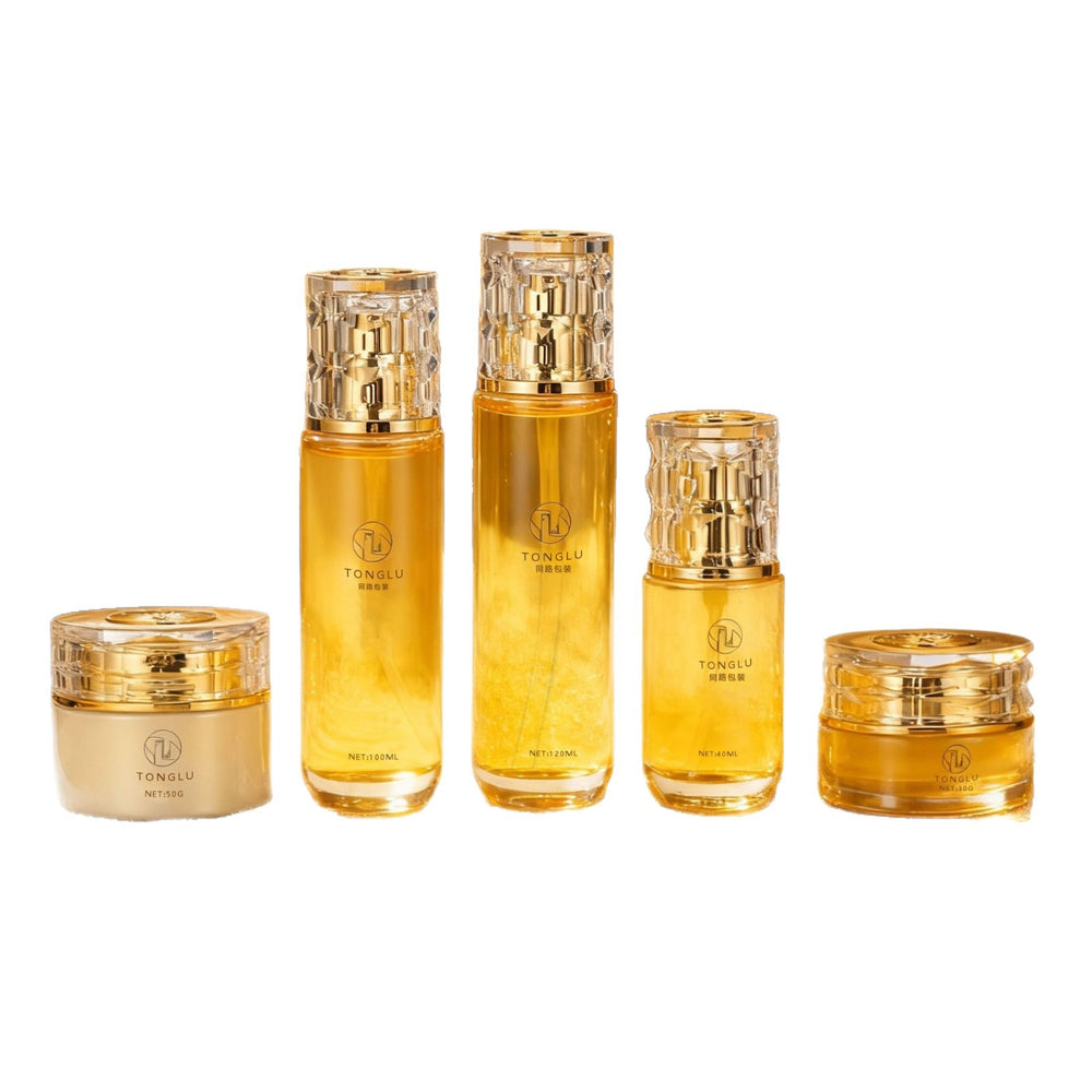Factory direct sales acrylic lid cosmetic glass suit bottle 120ml push pump head lotion bottle cream bottle