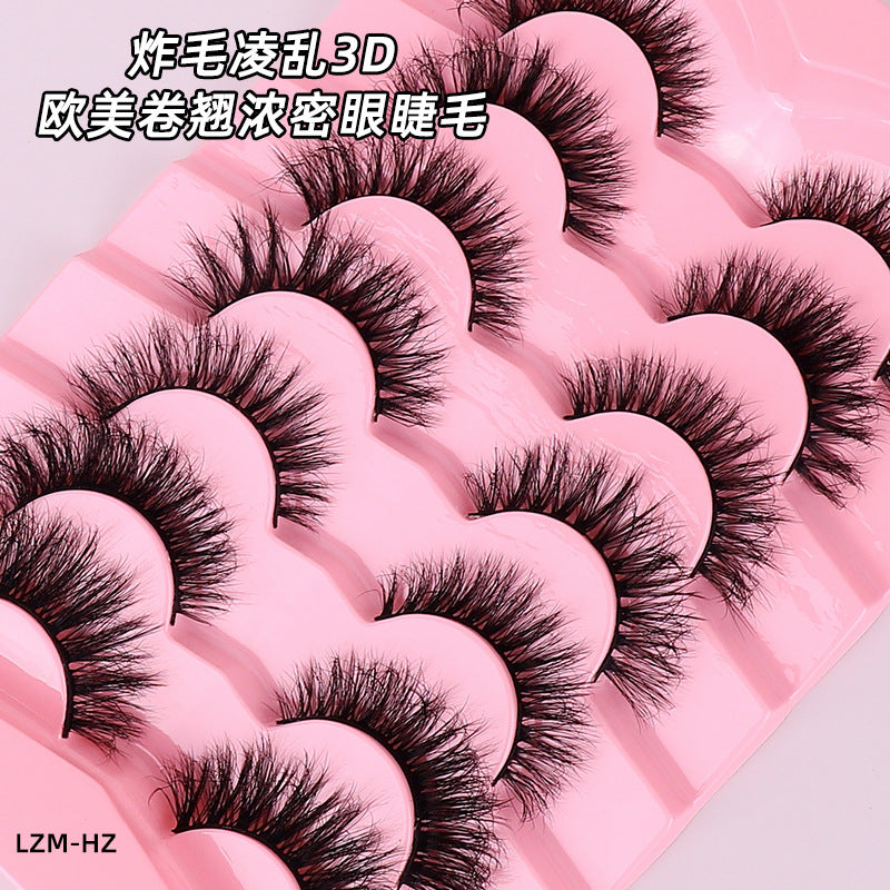 Wholesale wholesale of messy fashion fake eyelashes glue style 3dstereo curling fluffy layered whole eyelashes