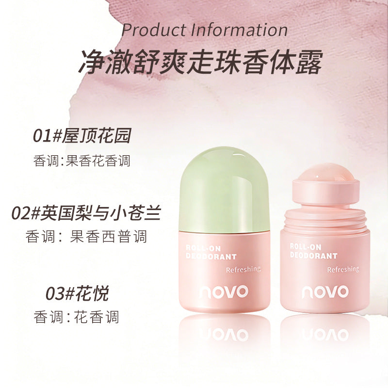 Novo pure & refreshing roll-on deodorant for women - underarm odor control, long-lasting fragrance, antiperspirant roll-on