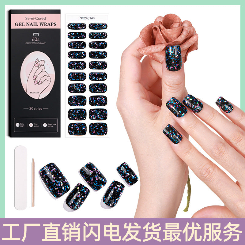 Zhengxiang custom gel nail art stickers - glitter, shimmer, uv light curing, semi-cured gel nail stickers - amazon