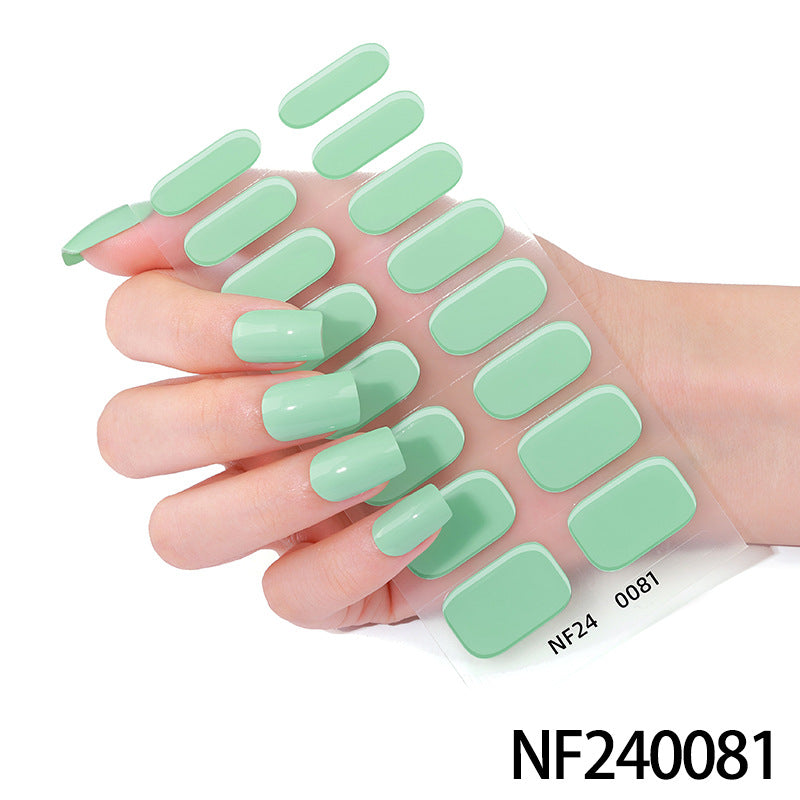 Gel manicure stickers 16 stickers semi-cured phototherapy stickers full stickers semi-baked nail stickers ready-made 5d jewelry ice transparent finished product