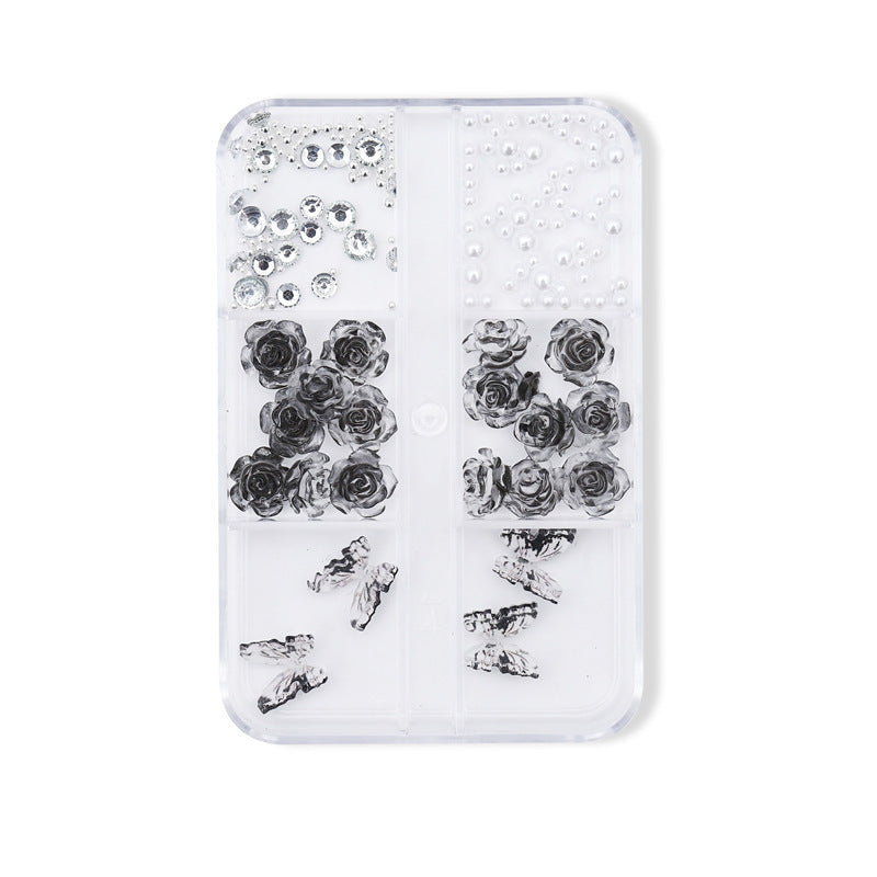 Dopamine manicure accessories, hot girl red camellia, xiaohongshu popular material package, fujino coral butterfly decorations