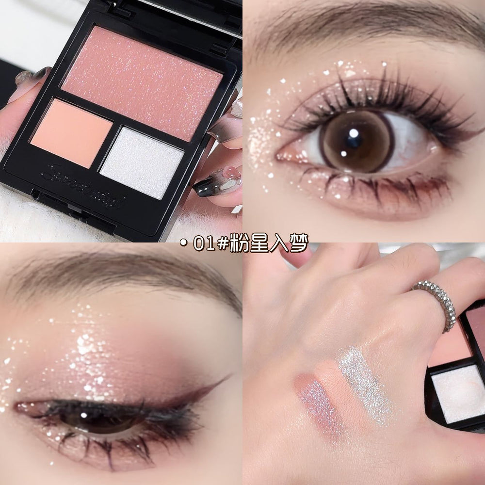 Sweet mint shimmer crystal eyeshadow palette - iridescent, earth tones, perfect for students, everyday commute, and light makeup