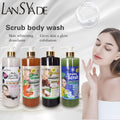 English body wash 1000ml scrub shower gel brightens skin, removes blackness, silky skin, rich foam, exfoliates