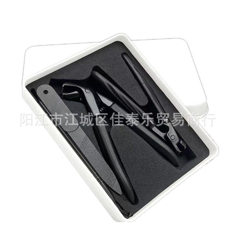 New angled edge nail clippers stainless steel anti-splash wide opening nail clipper set premium nail scissors gift box