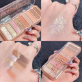 Miss lara nine-color eyeshadow palette - everyday makeup, cement palette, earth tones, blush, highlighter, contour, matte all-in-one palette