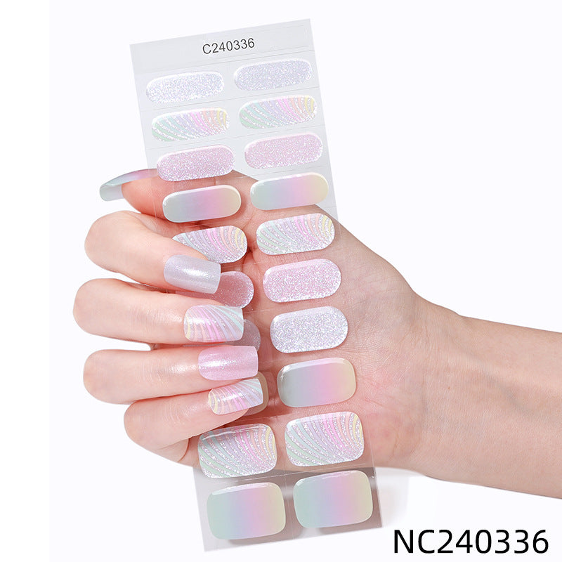 Zhengxiang custom gel nail stickers - icy sheer, cross-border, european & american style, uv curing, semi-cured nail stickers for amazon