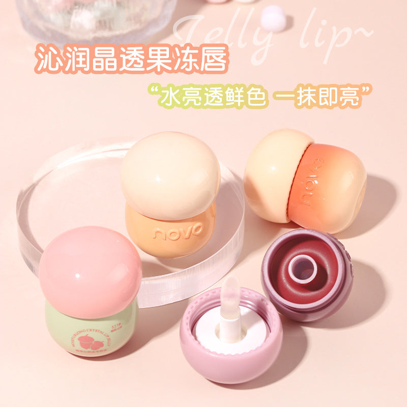 Novo little mushroom milk jar lip jelly lipstick - hydrating, moisturizing, fades lip lines, creates a glassy, mirror-like, dewy lip glaze
