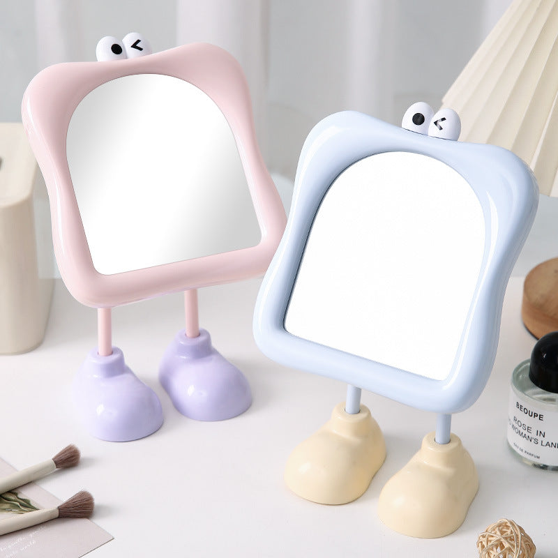 Cartoon big eyes dormitory makeup mirror adjustable desktop plastic storage for home table home glass mirror