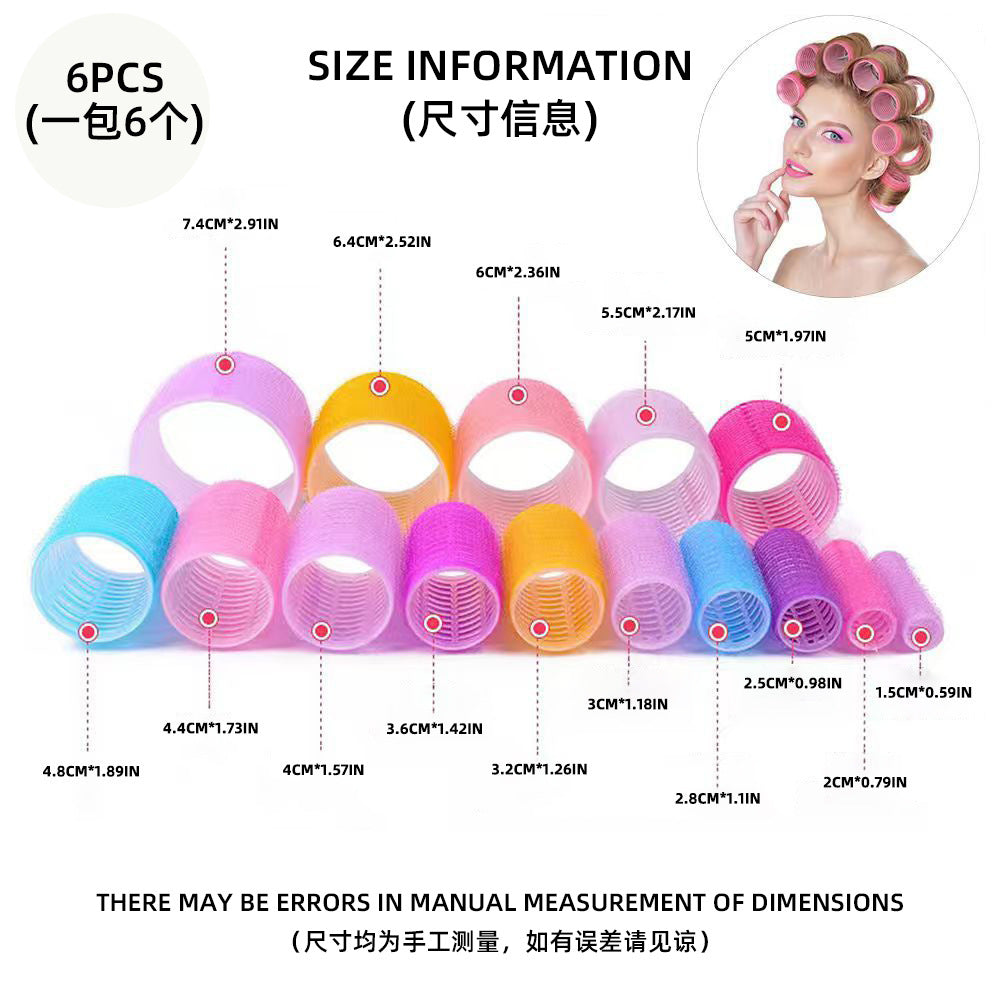 Velcro self-adhesive hair curlers, bangs curls, fluffy hair root curls, inner color nylon air curling barrel curling iron wholesale