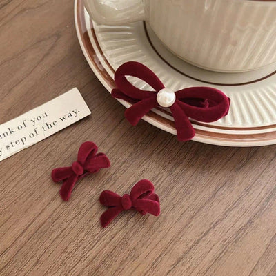 Plush bow pearl hair clip - cute, unique, minimalist side hair clip - trendy, versatile, and instagram-worthy hair accessory