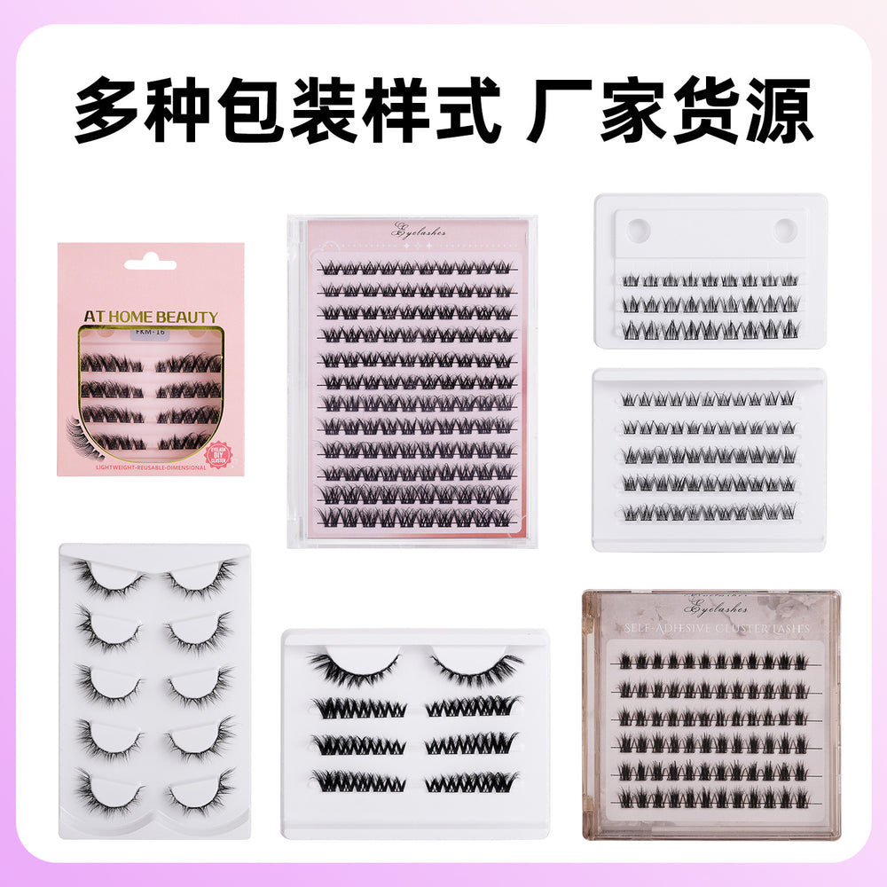 Pindu glue-free false eyelashes, formaldehyde-free, personalized segmented nature self-adhesive glue-free and removable fox eyelashes
