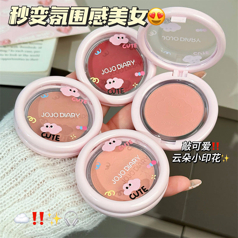 Jiujiu diary cloud soft mist blush low saturation expansion tender pink matte nature brightening contouring student rouge