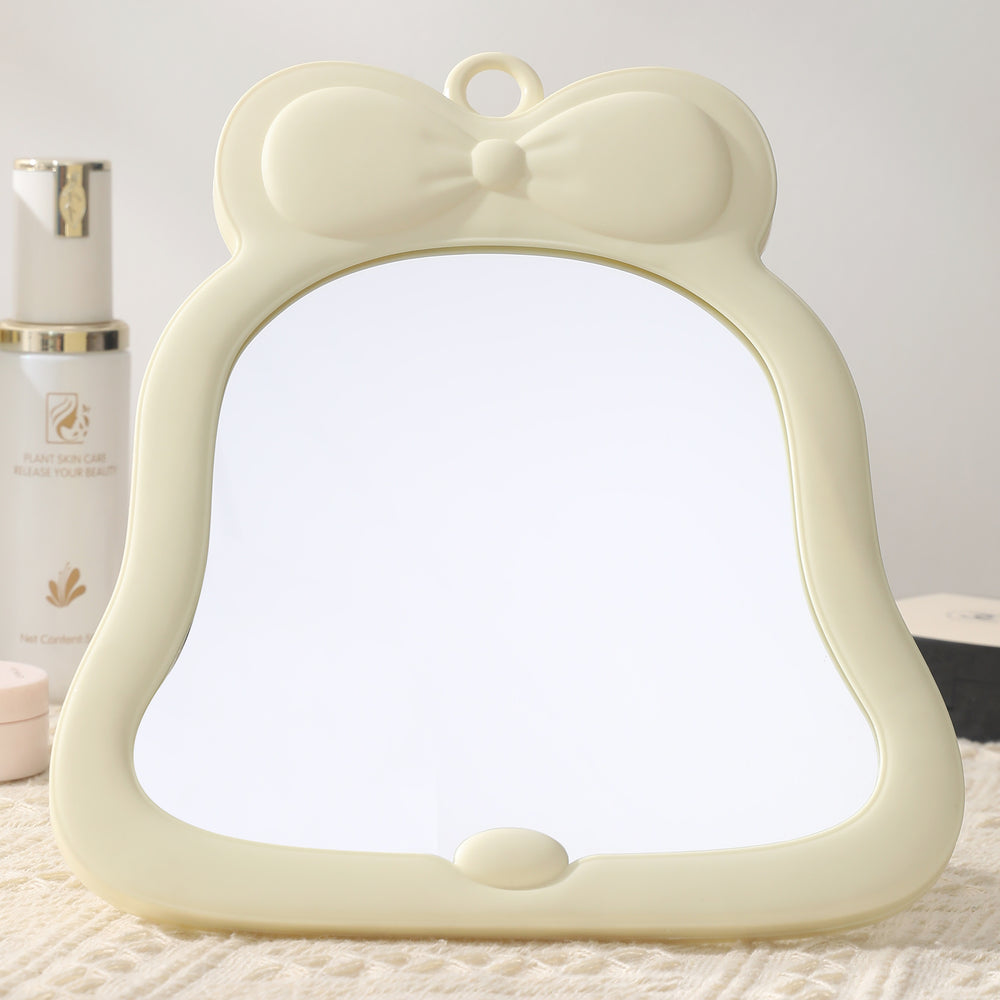 Bowknot plastic desktop makeup mirror - home beauty touch-up mirror - cute glass storage folding mirror