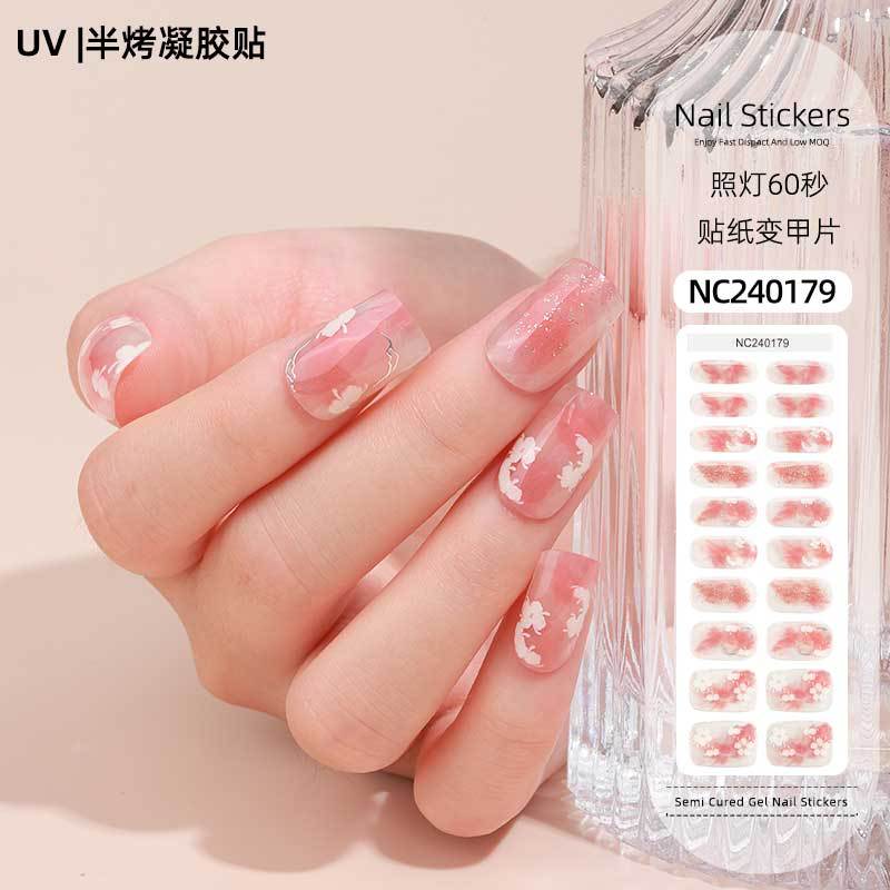 Zhengxiang custom gel nail art stickers - french style, uv/led semi-cured, waterproof, wholesale for export