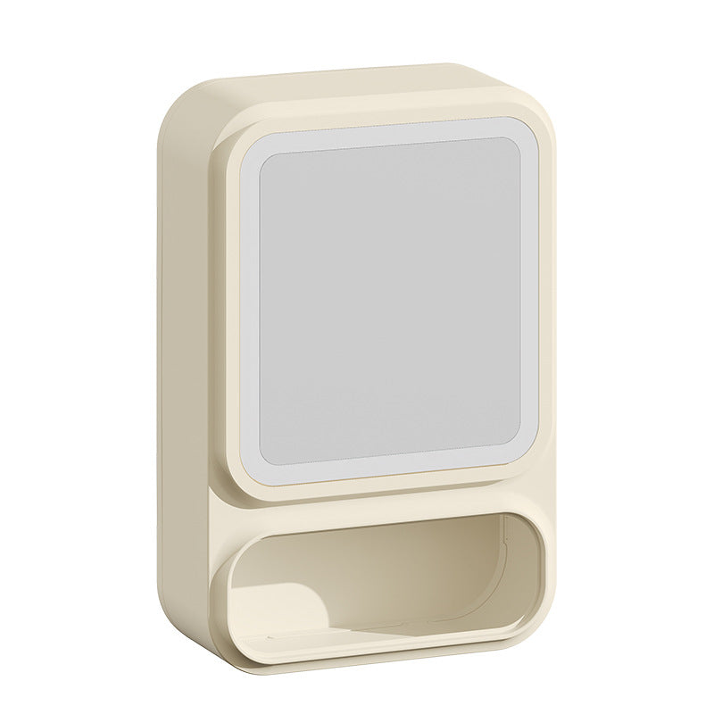 Household storage makeup mirror plastic home bathroom toilet wall-mounted multifunctional lighted mirror dustproof led mirror