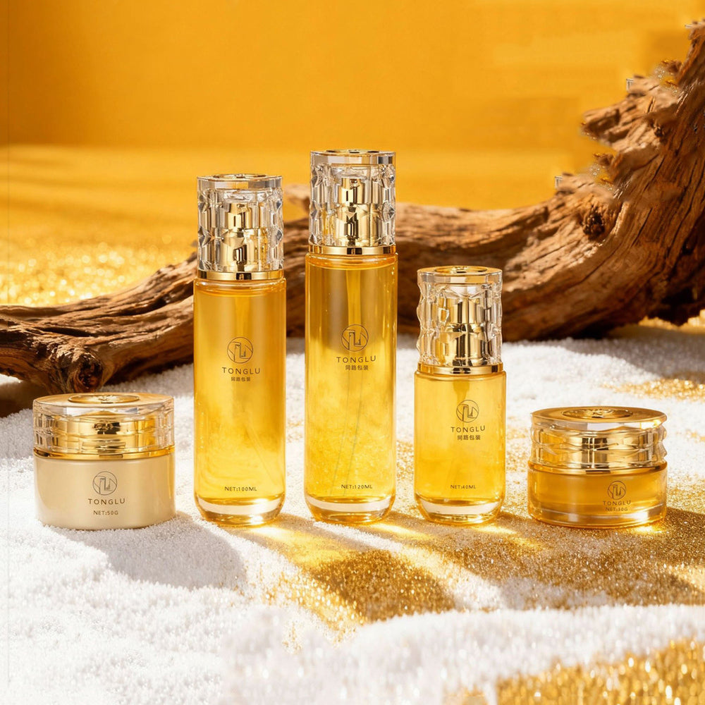 Factory direct sales acrylic lid cosmetic glass suit bottle 120ml push pump head lotion bottle cream bottle