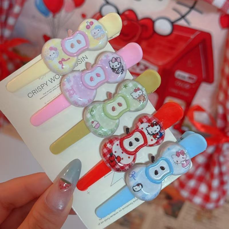 Dopamine apple cat bow tie long hair clip japanese style sweet high-value girly alligator clip hair accessory