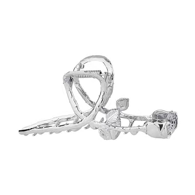 Rose claw clip women's metal shark hair clip back of head high ponytail claw clip japanese and korean style classy headwear women's clip