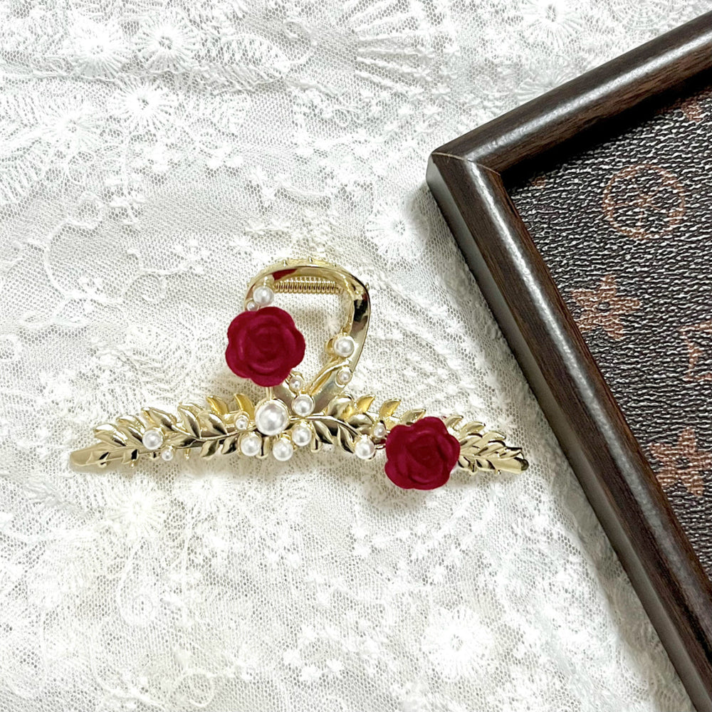 Ancient style classyelegant metal rose flower hair clip for women, back of head flower hair clip, shark clip, headwear