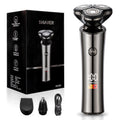 Men's nose hair trimmer multifunctional rotary magnetic three-blade electric shaver with charging base