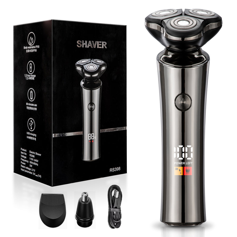 Men's full body washable electric shaver, rechargeable, convenient wet & dry 3d floating triple blade razor