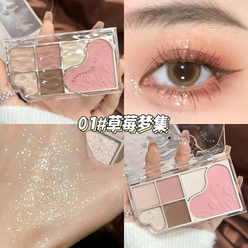 Novo dreamy stardust six-color eyeshadow palette - beginner-friendly matte, highlight, contour, and blush all-in-one palette