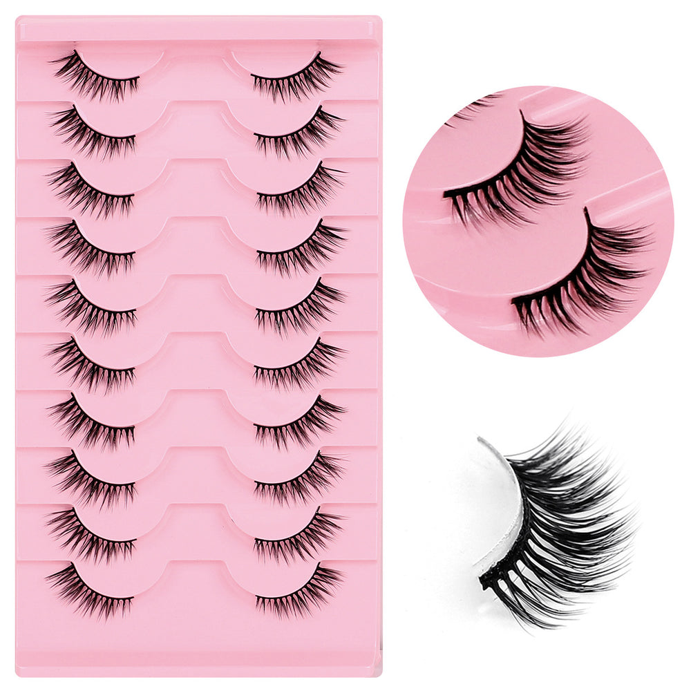 10 pairs natural half false lashes look cat eye lashes 3d