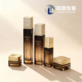 Customizable square water ripple lid glass bottle set packaging for skincare products: includes lotion, essence, cream, and serum glass bottles