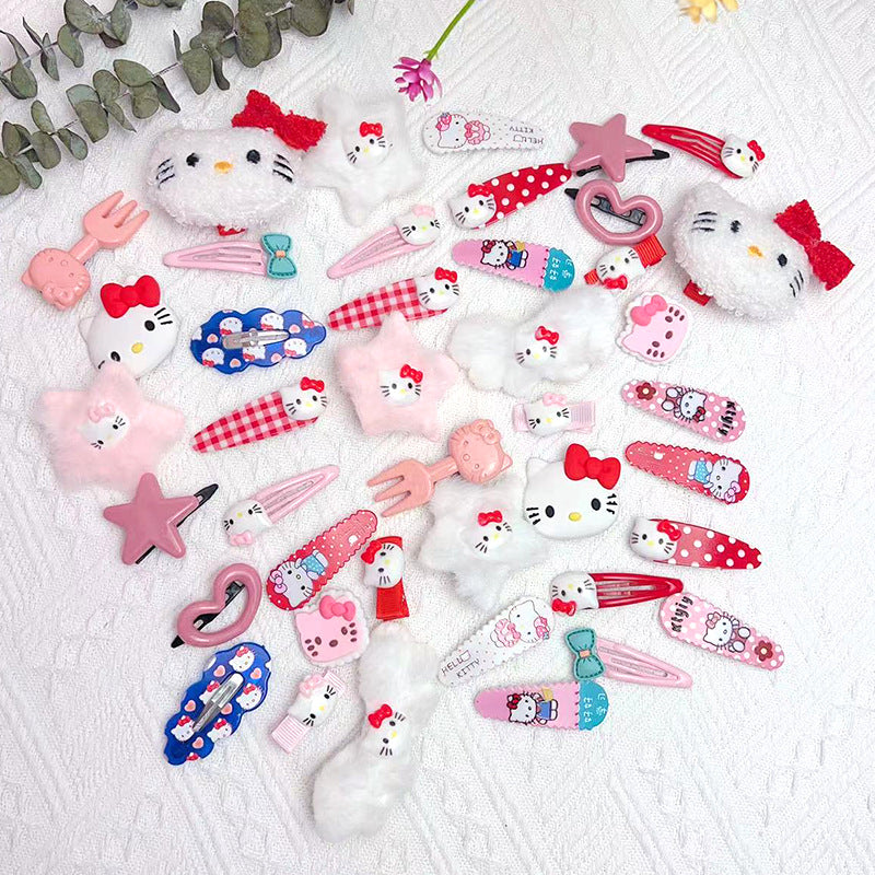 【30-piece cartoon cat hair clip set】adorable hair clip set - sweet & girly bang clips, japanese style cartoon hair accessories