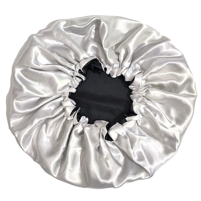 hot-selling color double-layer satin nightcap elastic elastic adjustment buckle round hat beauty hair care hat wash shower cap
