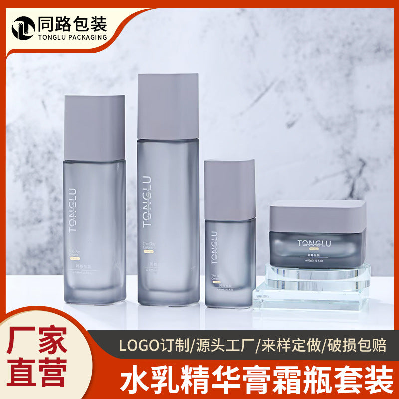 Factory direct sales cosmetic glass bottle packaging materials 100ml lotion essence suit bottle 50g cream refill empty bottle