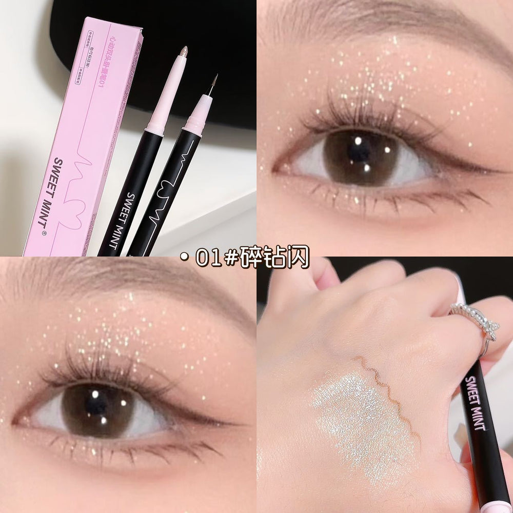 Domestic sweet mimt heartbeat double-headed silkworm pen for women highlighting and brightening outlining to shadow dual-purpose eyeliner