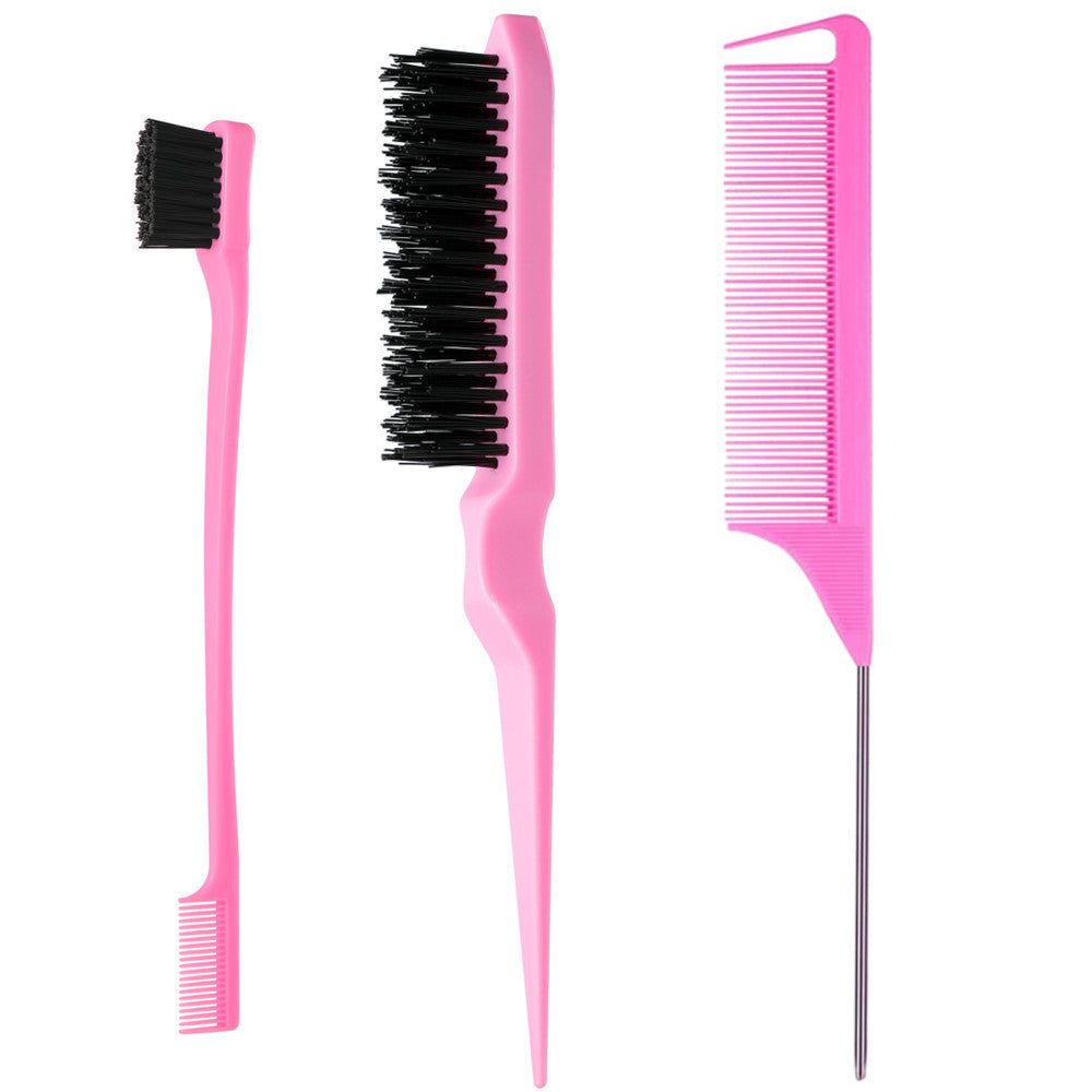 hairdressing brush suit nylon teasing hair brush double-sided hair edge brush smooth comb hair comb pointed tail comb hairdressing